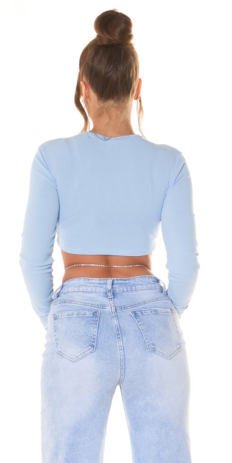 cropped longsleeve Shirt with Cut Outs Blue